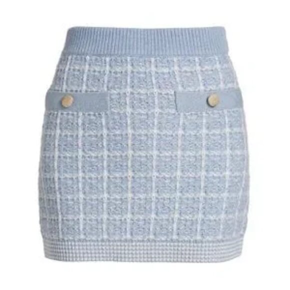 LoveShackFancy Tweed BabyBell Blue Daughter Cropped Jacket & Callington Skirt - Picture 1 of 13
